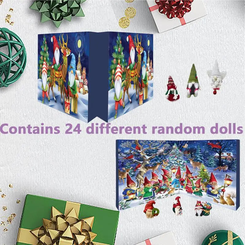 Calendrier de l'Avent 24 Jours avec Ornements de Gnome – Décoration de Noël Ludique en Tissu Non Tissé, Multicolore