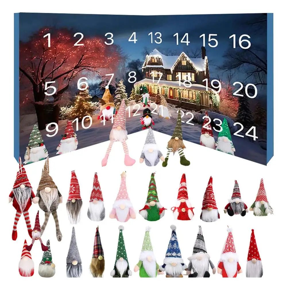 Calendrier de l'Avent Gnome de Noël avec 24 Gnomes Moelleux en Tissus Doux – Décoration Festive pour Compte à Rebours