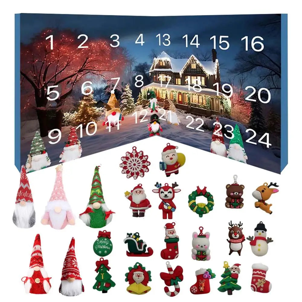 Calendrier de l'Avent Gnome de Noël avec 24 Gnomes Moelleux en Tissus Doux – Décoration Festive pour Compte à Rebours