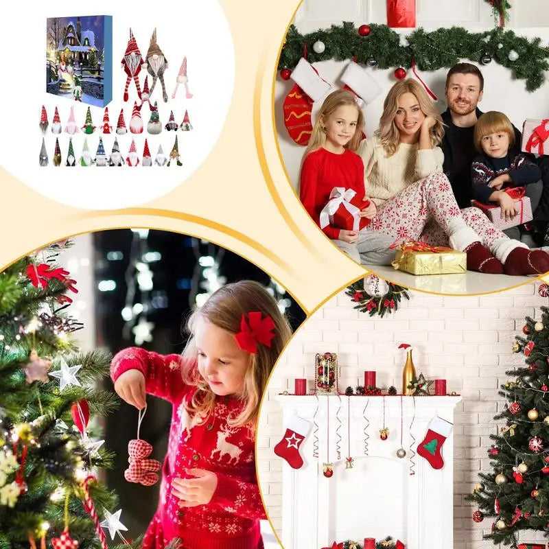 Calendrier de l'Avent Gnome de Noël avec 24 Gnomes Moelleux en Tissus Doux – Décoration Festive pour Compte à Rebours
