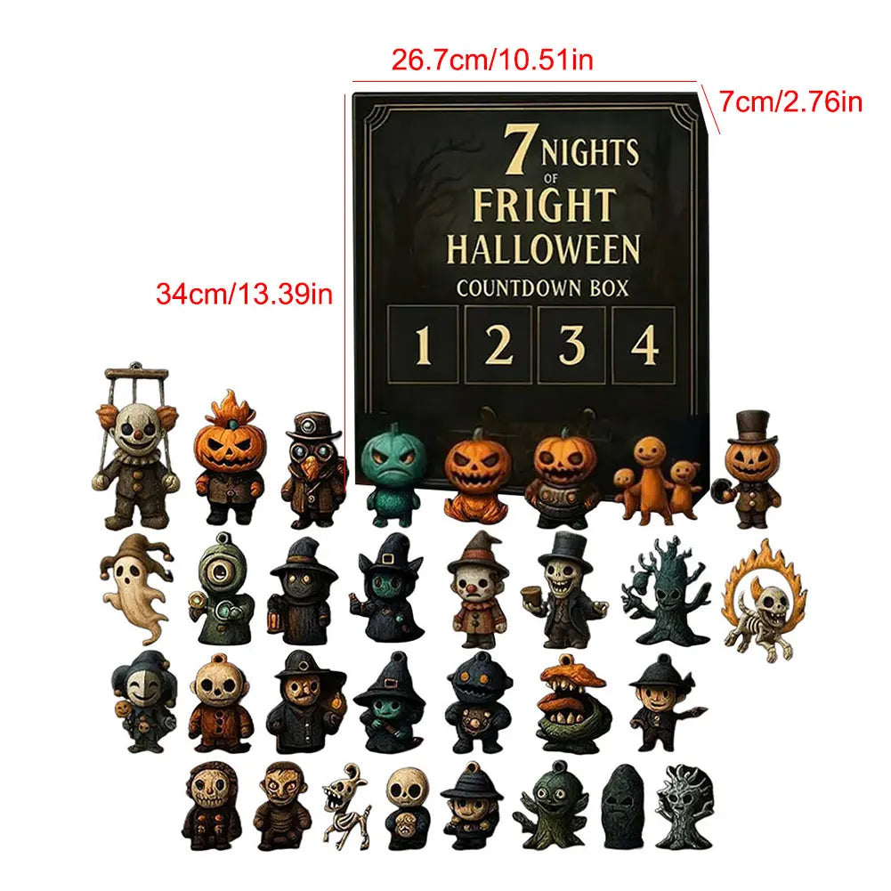Calendrier de l'Avent Halloween 2025 avec 31 Figurines de Collection – Décoration Thématique Compacte en Plastique et PVC