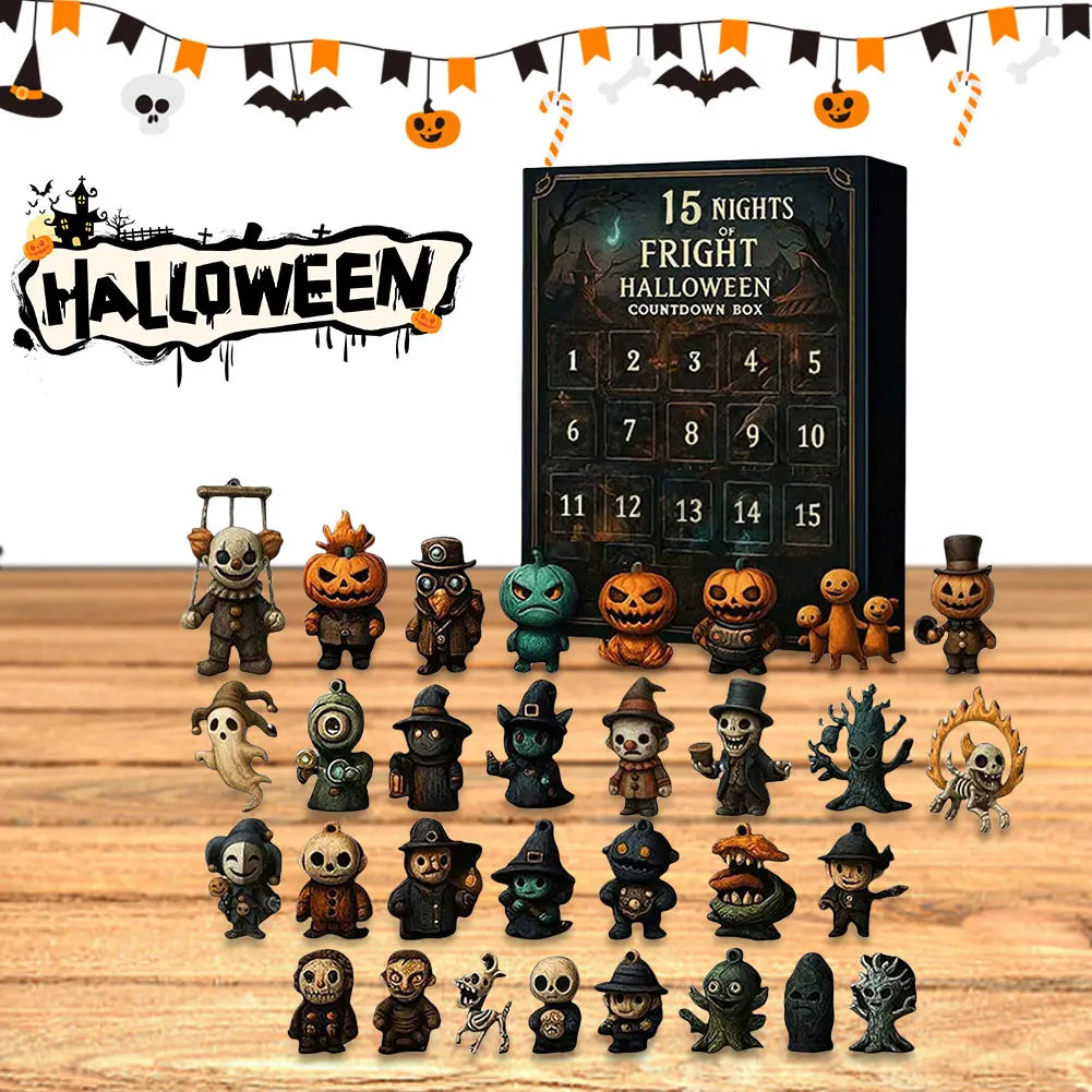 Calendrier de l'Avent Halloween 2025 avec 31 Figurines de Collection – Décoration Thématique Compacte en Plastique et PVC