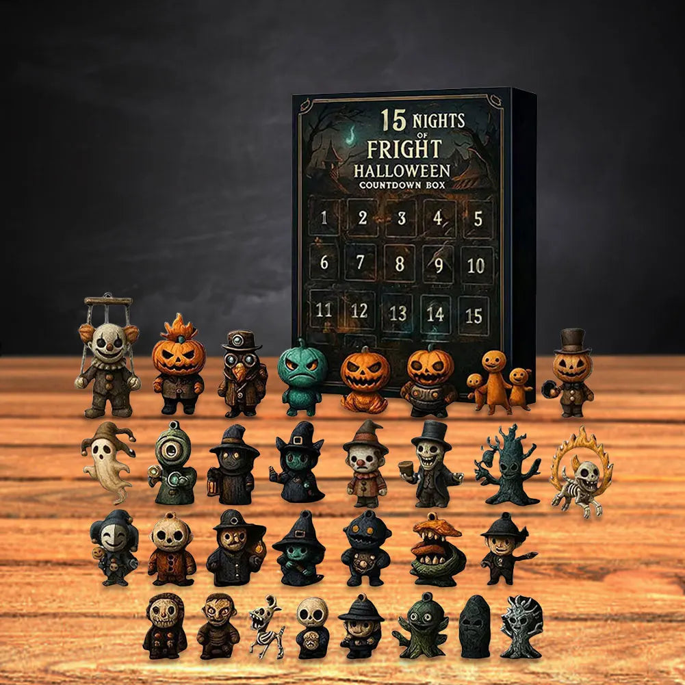 Calendrier de l'Avent Halloween 2025 avec 31 Figurines de Collection – Décoration Thématique Compacte en Plastique et PVC