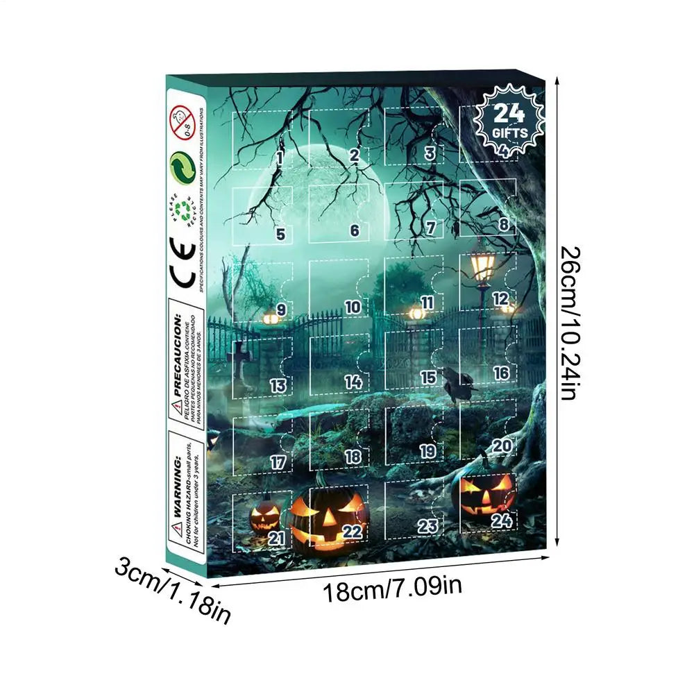 Calendrier de l'Avent Halloween 24 Jours avec Décorations Effrayantes – Tissu Non Tissé Multicolore pour Table