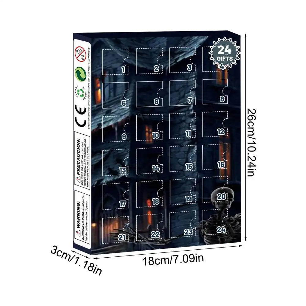 Calendrier de l'Avent Halloween 24 Jours avec Décorations Effrayantes – Tissu Non Tissé Multicolore pour Table