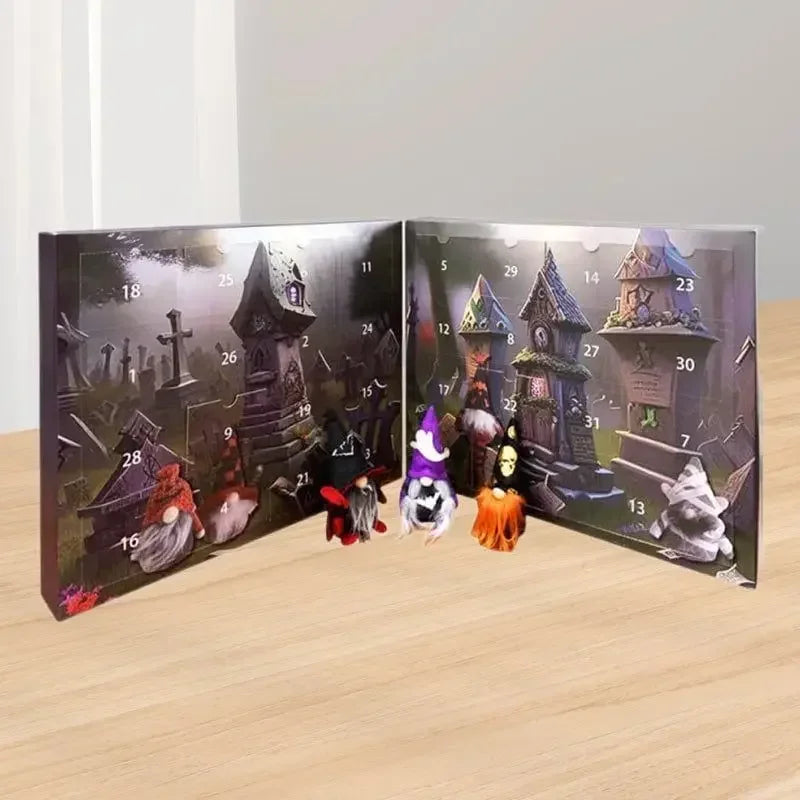 Calendrier de l'Avent Halloween avec 24 Gnomes en Miniature en Papier – Décoration Festive pour Compte à Rebours
