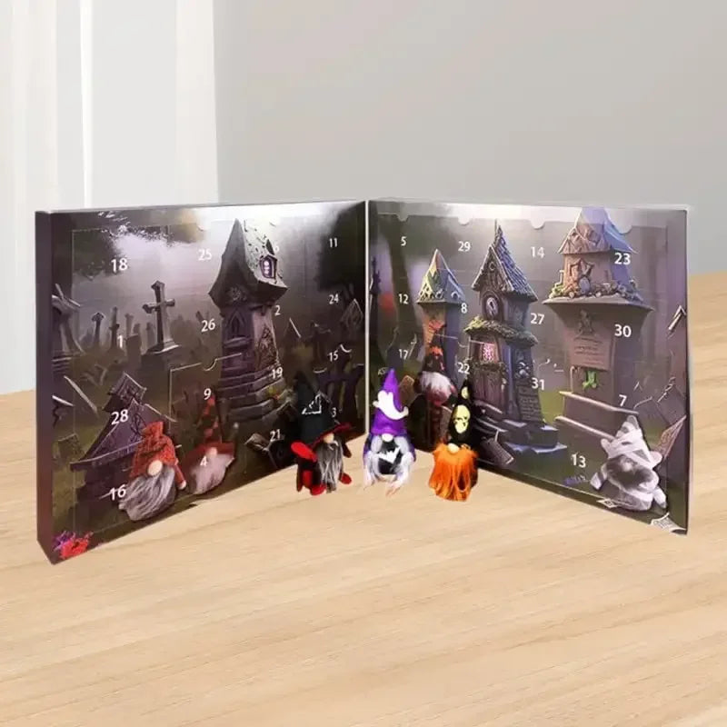 Calendrier de l'Avent Halloween avec 24 Gnomes en Miniature en Papier – Décoration Festive pour Compte à Rebours