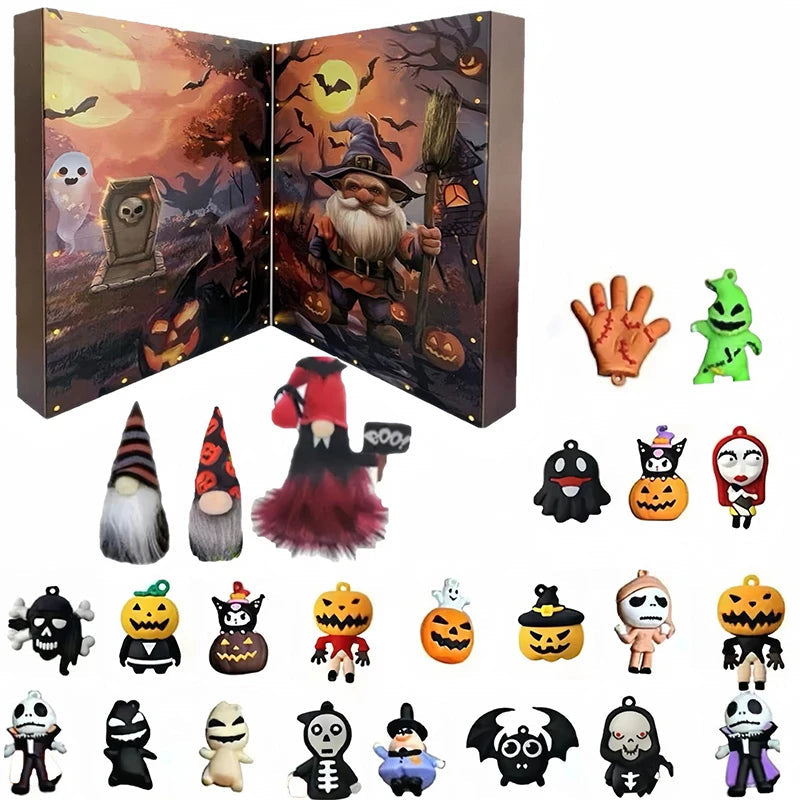Calendrier de l'Avent Halloween avec 24 Gnomes en Plastique – Compte à Rebours Festif et Décoratif