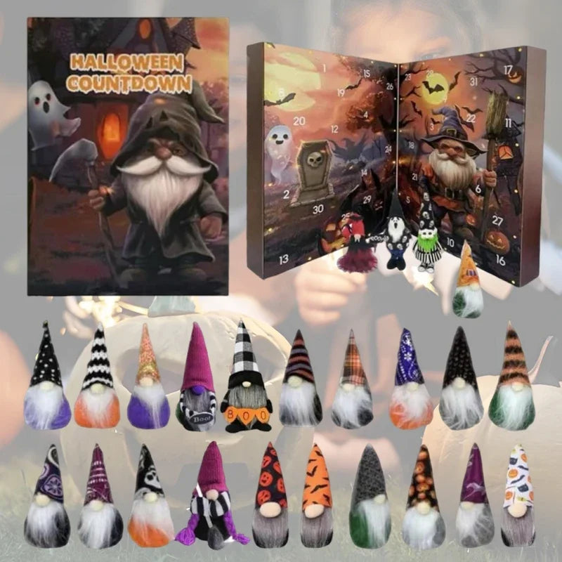 Calendrier de l'Avent Halloween avec 24 Gnomes en Plastique – Compte à Rebours Festif et Décoratif