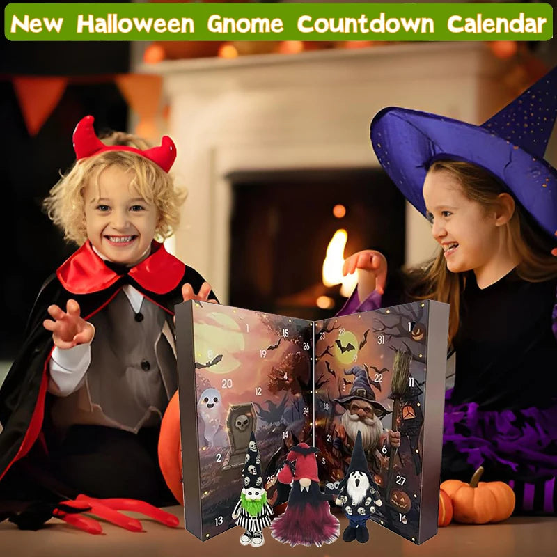 Calendrier de l'Avent Halloween avec 24 Gnomes en Plastique – Compte à Rebours Festif et Décoratif