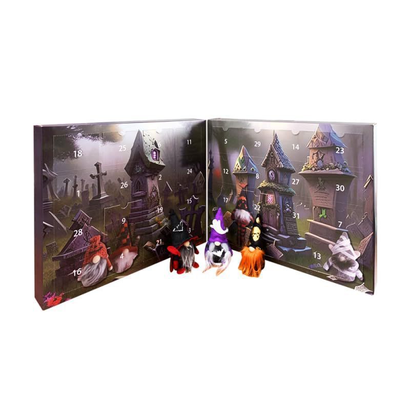 Calendrier de l'Avent Halloween avec 24 Puzzles Surprises en Carton Léger – Décoration Festive et Compte à Rebours