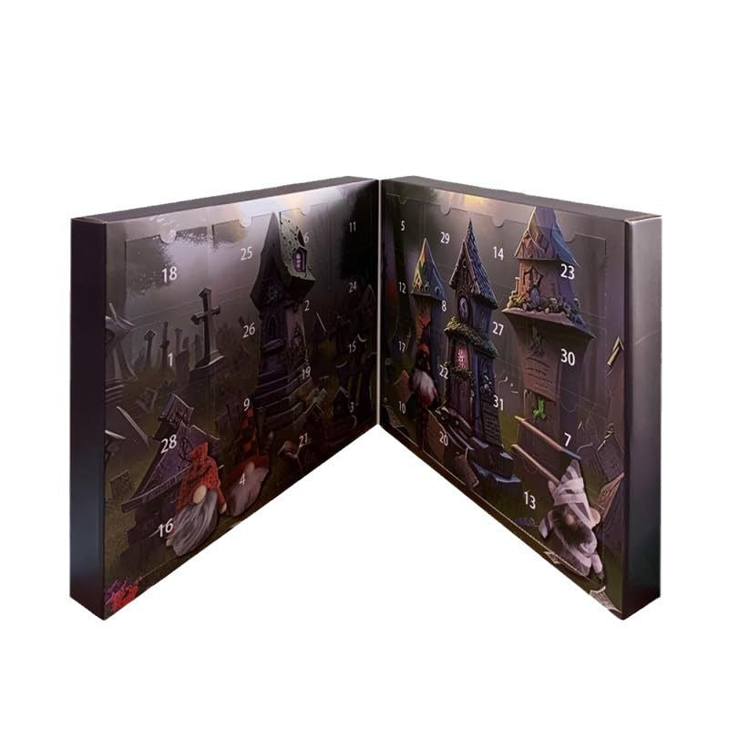 Calendrier de l'Avent Halloween avec 24 Puzzles Surprises en Carton Léger – Décoration Festive et Compte à Rebours