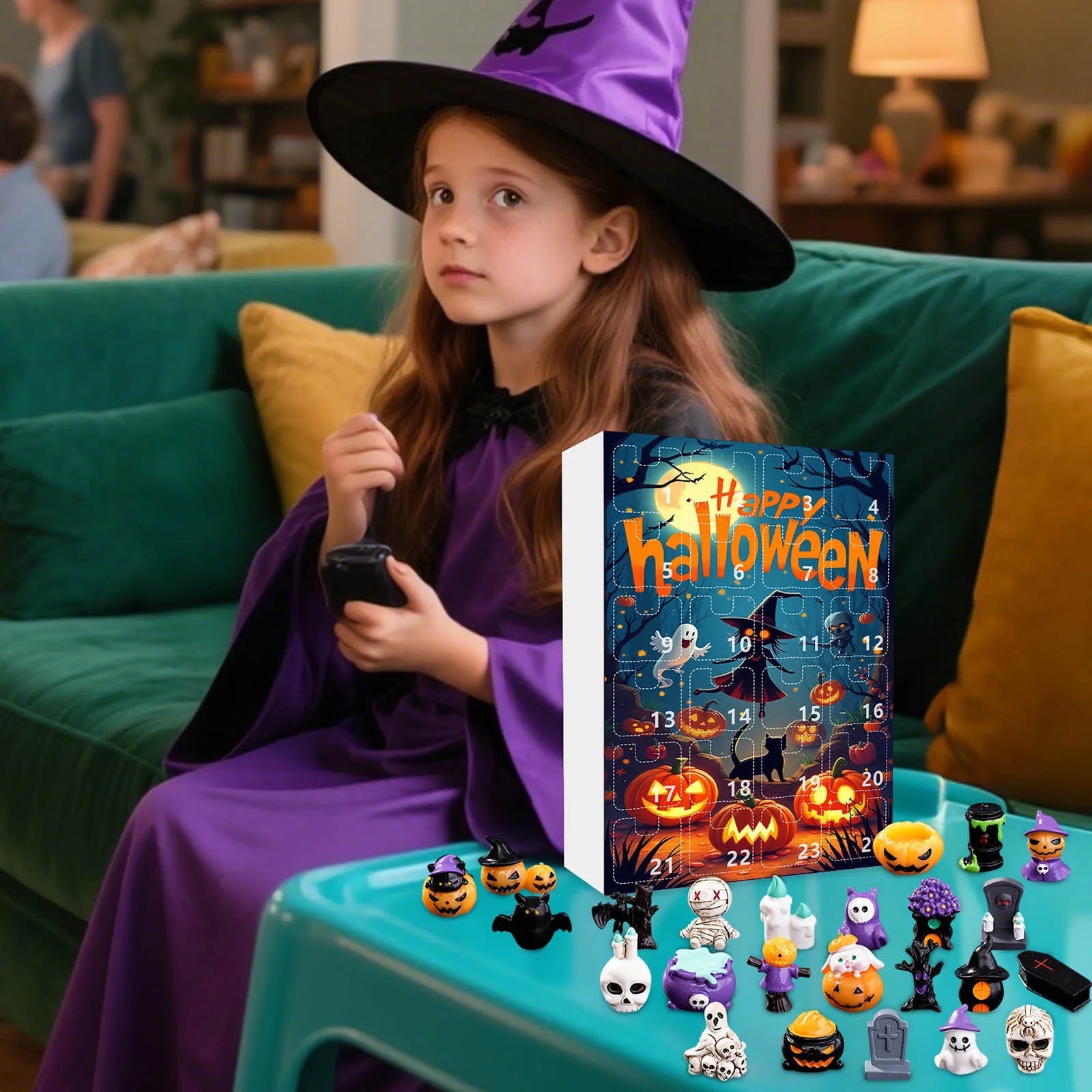 Calendrier de l'Avent Halloween avec 24 Surprises Non Comestibles pour Enfants