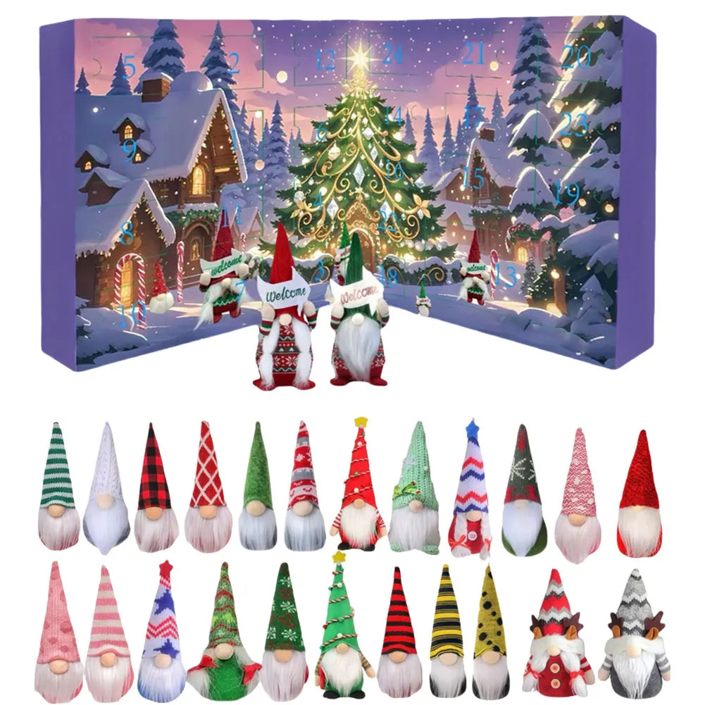 Calendrier de l'Avent Original avec 24 Poupées Gnome en Peluche – Décoration de Noël Festive et Chaleureuse