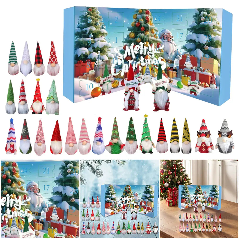 Calendrier de l'Avent Original avec 24 Poupées Gnome en Peluche – Décoration de Noël Festive et Chaleureuse
