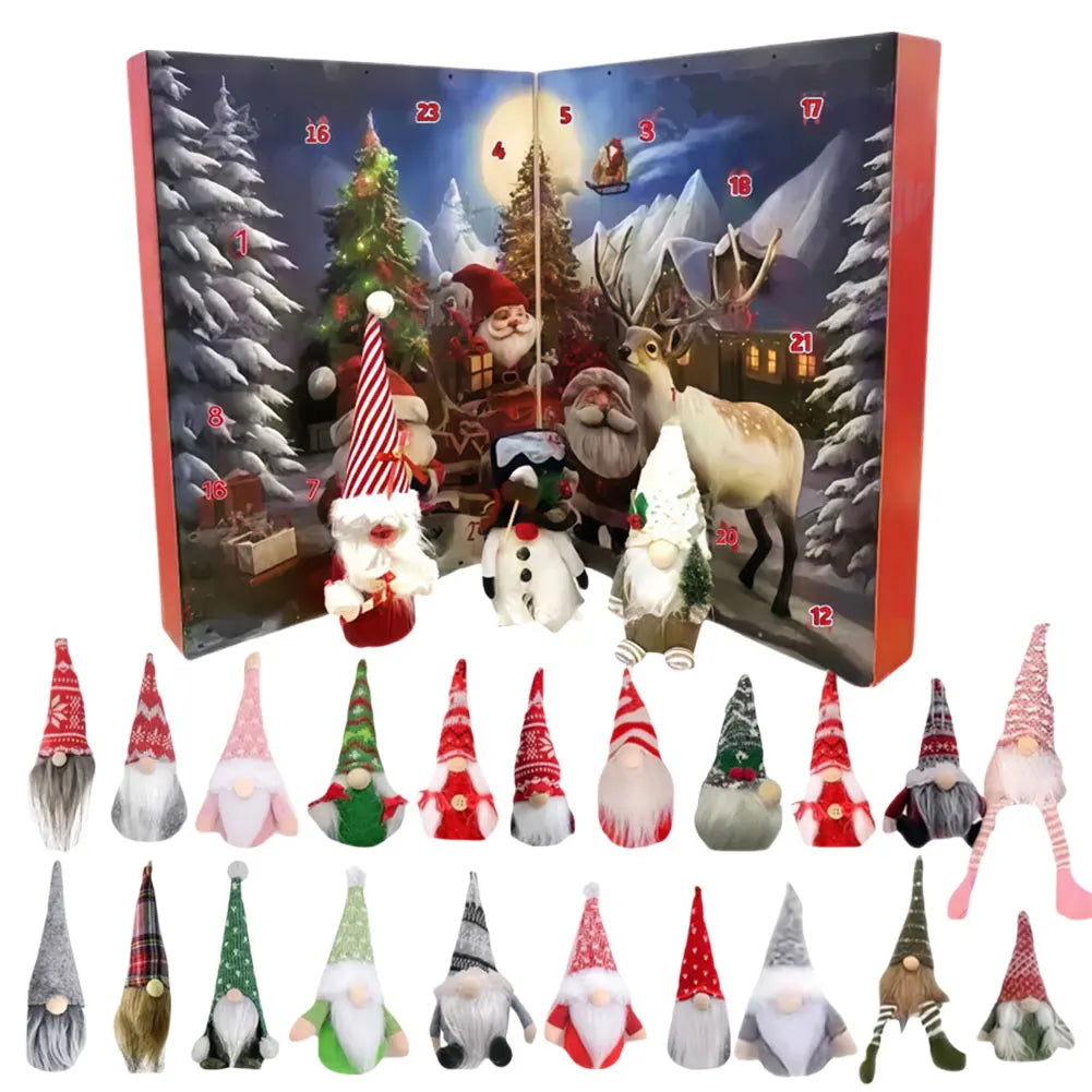 Calendrier de l'Avent Original avec 24 Poupées Gnome en Peluche – Décoration de Noël Festive et Chaleureuse