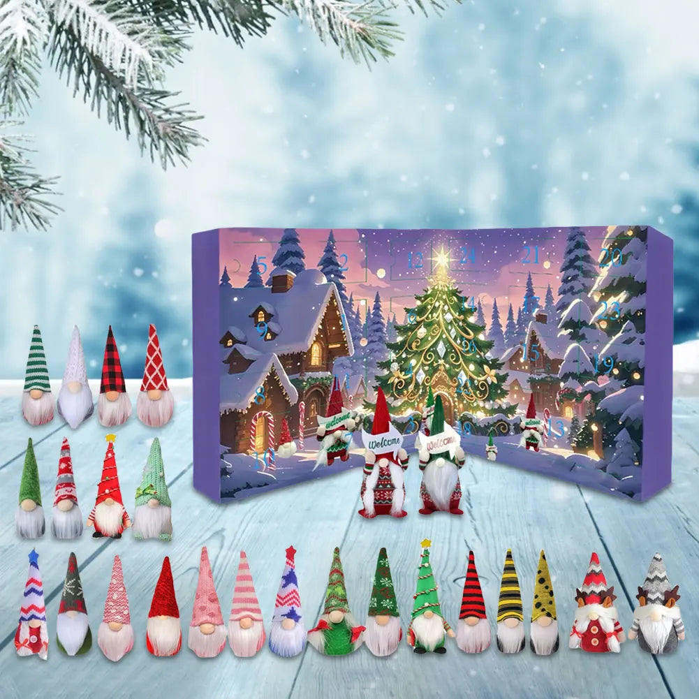 Calendrier de l'Avent Original avec 24 Poupées Gnome en Peluche – Décoration de Noël Festive et Chaleureuse
