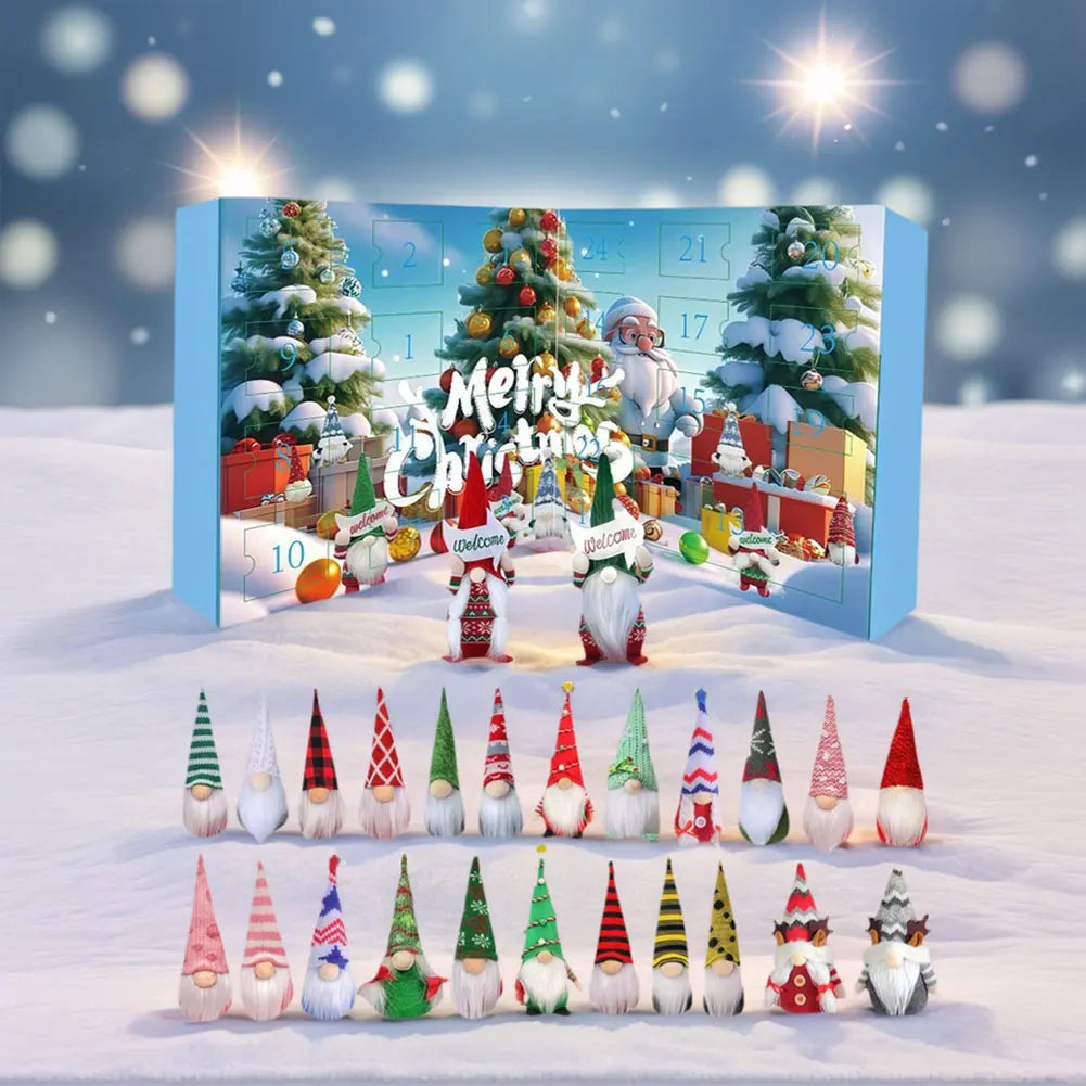 Calendrier de l'Avent Original avec 24 Poupées Gnome en Peluche – Décoration de Noël Festive et Chaleureuse