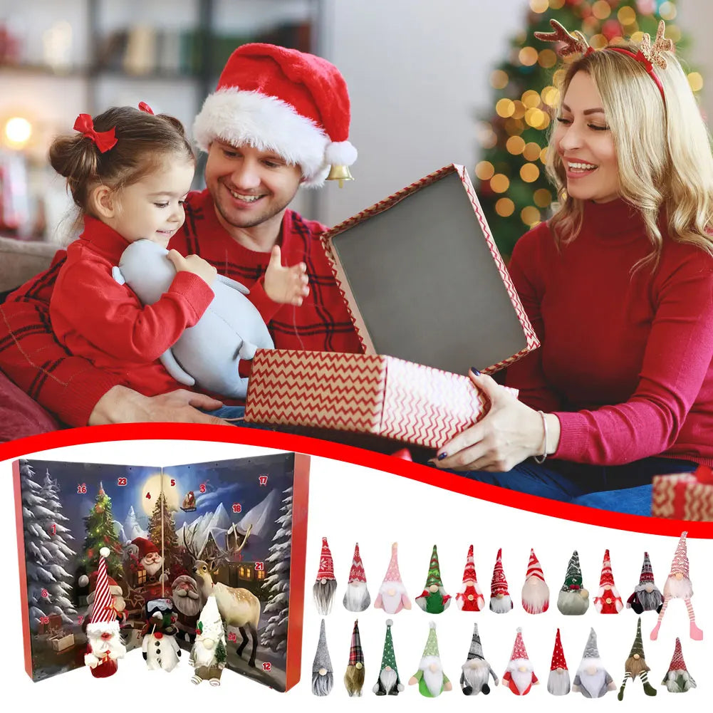 Calendrier de l'Avent Original avec 24 Poupées Gnome en Peluche – Décoration de Noël Festive et Chaleureuse