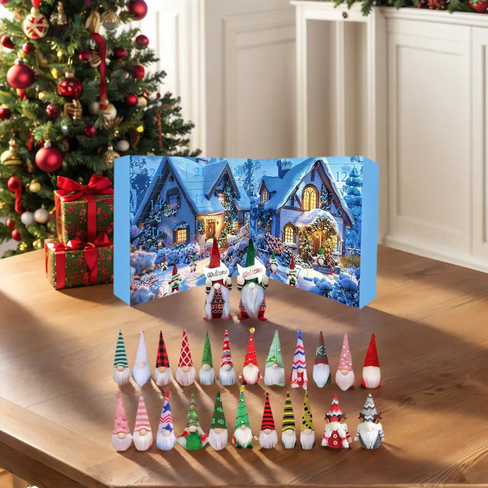 Calendrier de l'Avent Original avec 24 Poupées Gnome en Peluche – Décoration de Noël Festive et Chaleureuse