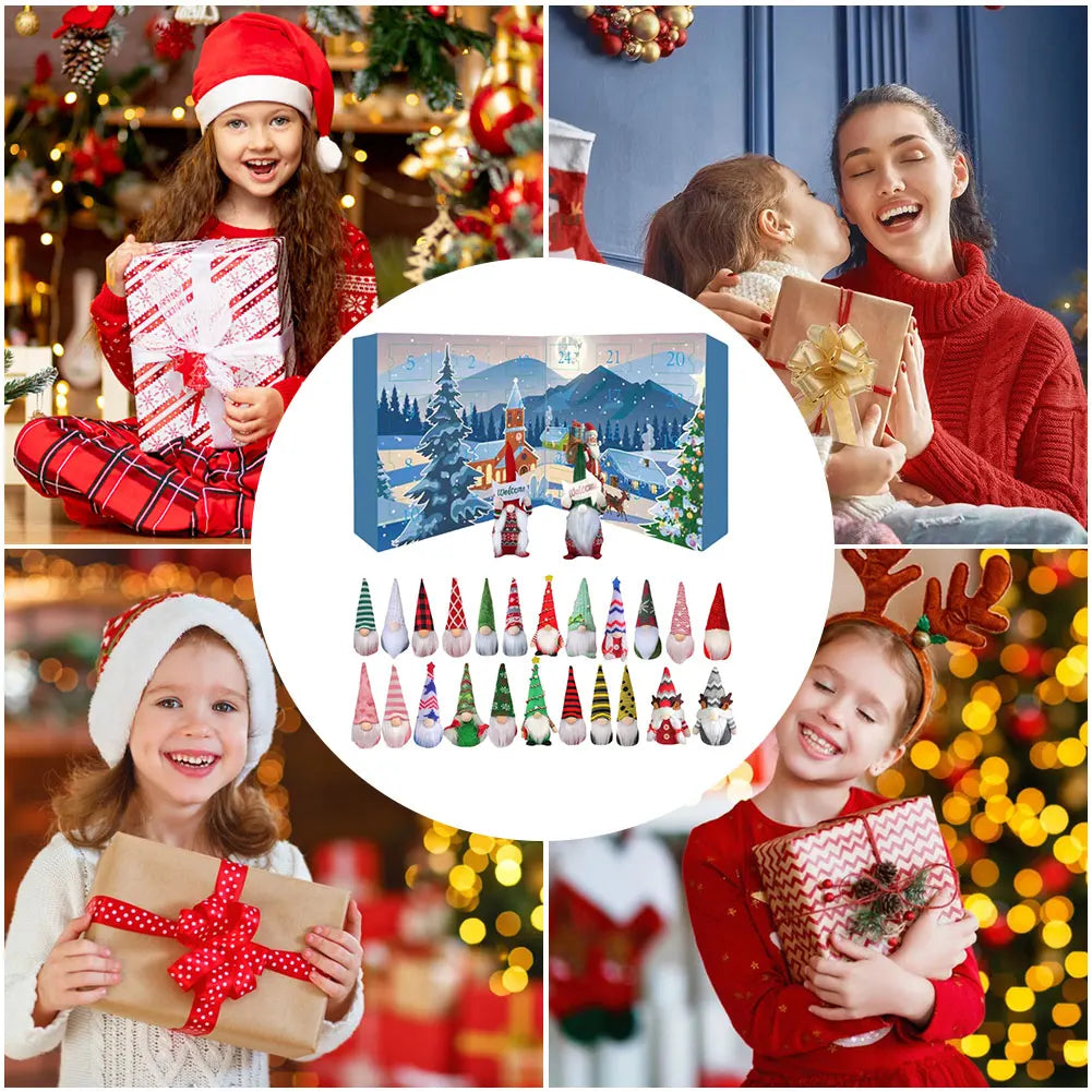 Calendrier de l'Avent Original avec 24 Poupées Gnome en Peluche – Décoration de Noël Festive et Chaleureuse