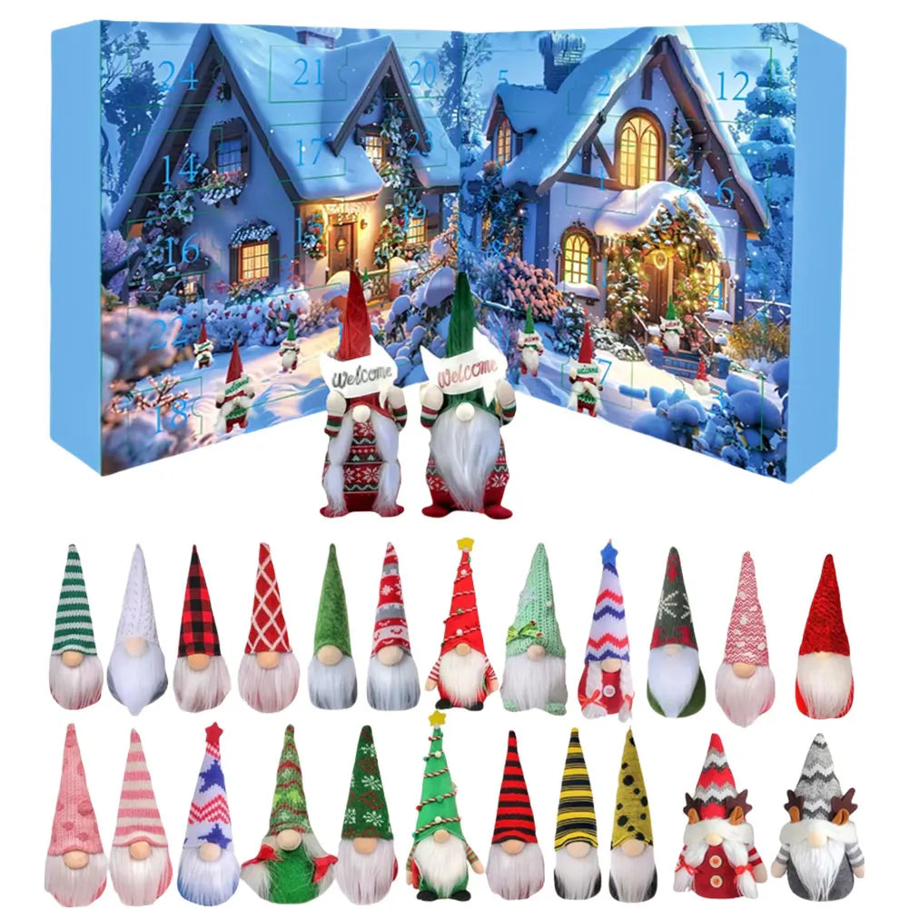 Calendrier de l'Avent Original avec 24 Poupées Gnome en Peluche – Décoration de Noël Festive et Chaleureuse