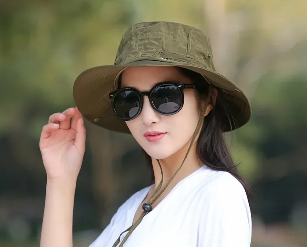 Women's Foldable Bob in 100% Cotton - Sun Protection and Optimal Comfort, Adjustable from 55 to 60 cm
