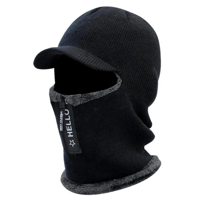 Warm Wool Hat for Men with Ear Protection and Knitted Scarf – Ideal for Winter Cycling