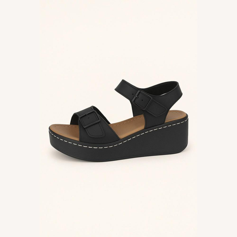 Variant image for Sandale Femme Beige Taille 38 Cuir PU Compensée Confortable-1