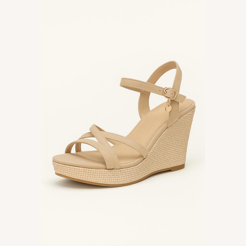 Variant image for Sandales Compensées Femme Beige Taille 38 Synthétique-1