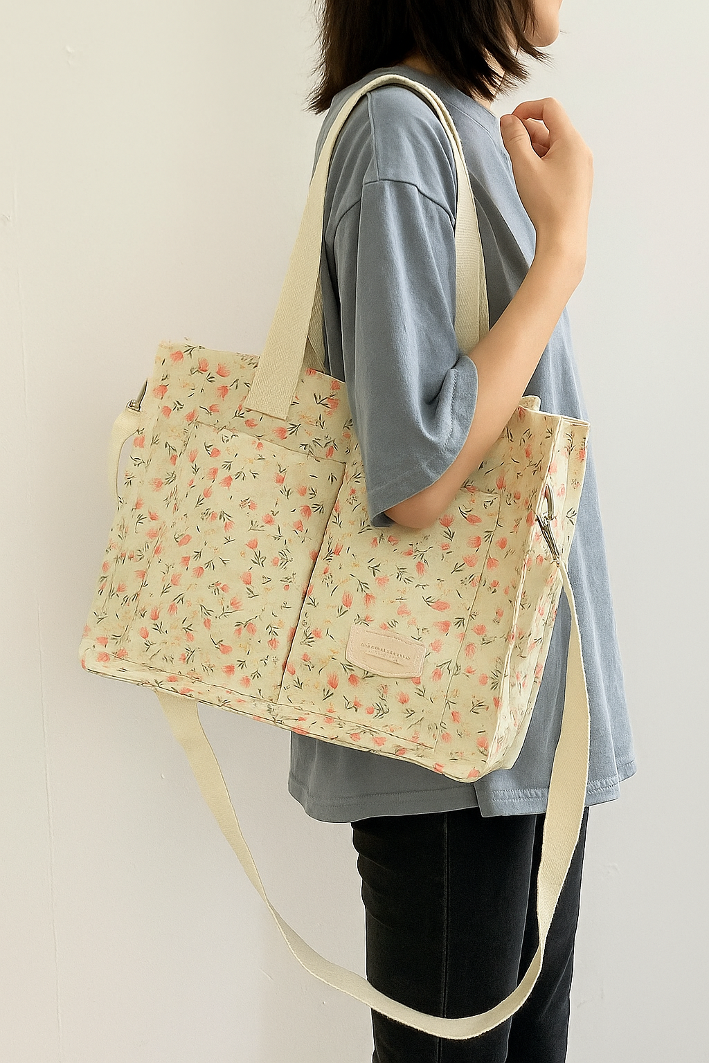 Sac Tote Bag Pivoine en Polyuréthane – Petit Sac à Motifs Géométriques avec Double Poignée pour Femme