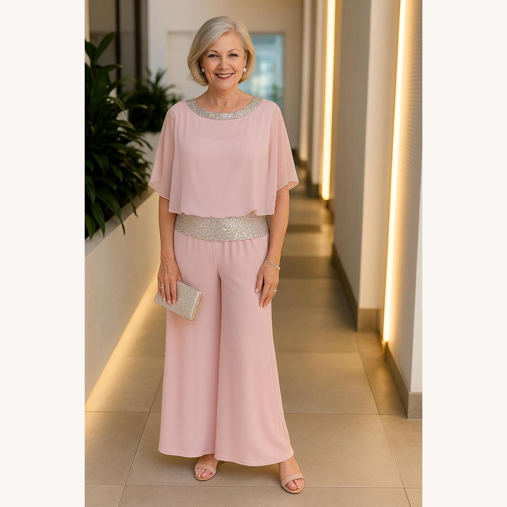Combinaison Femme Chic à Sequins avec Pantalon Large pour Mariage et Soirées Élégantes