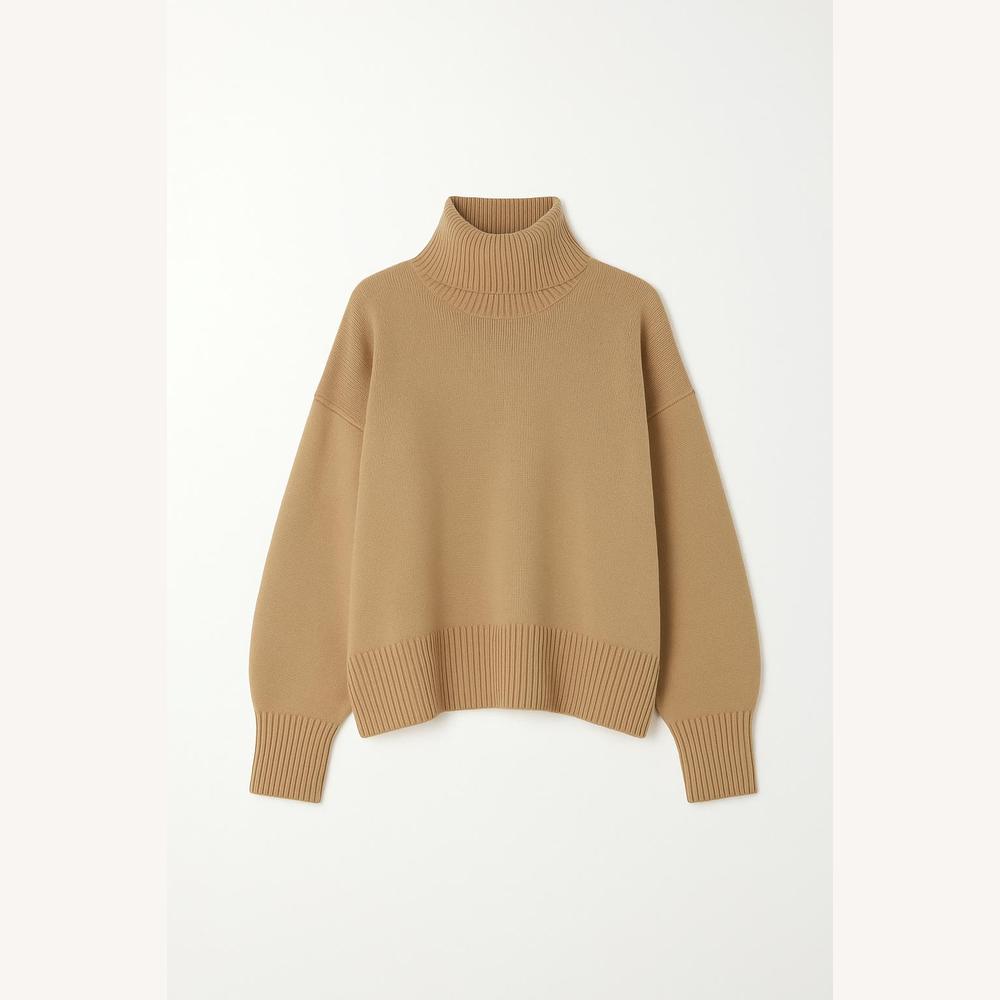 Pull Femme Col Roulé Oversize en Maille Douce – Chic et Confortable pour Un Look Élégant