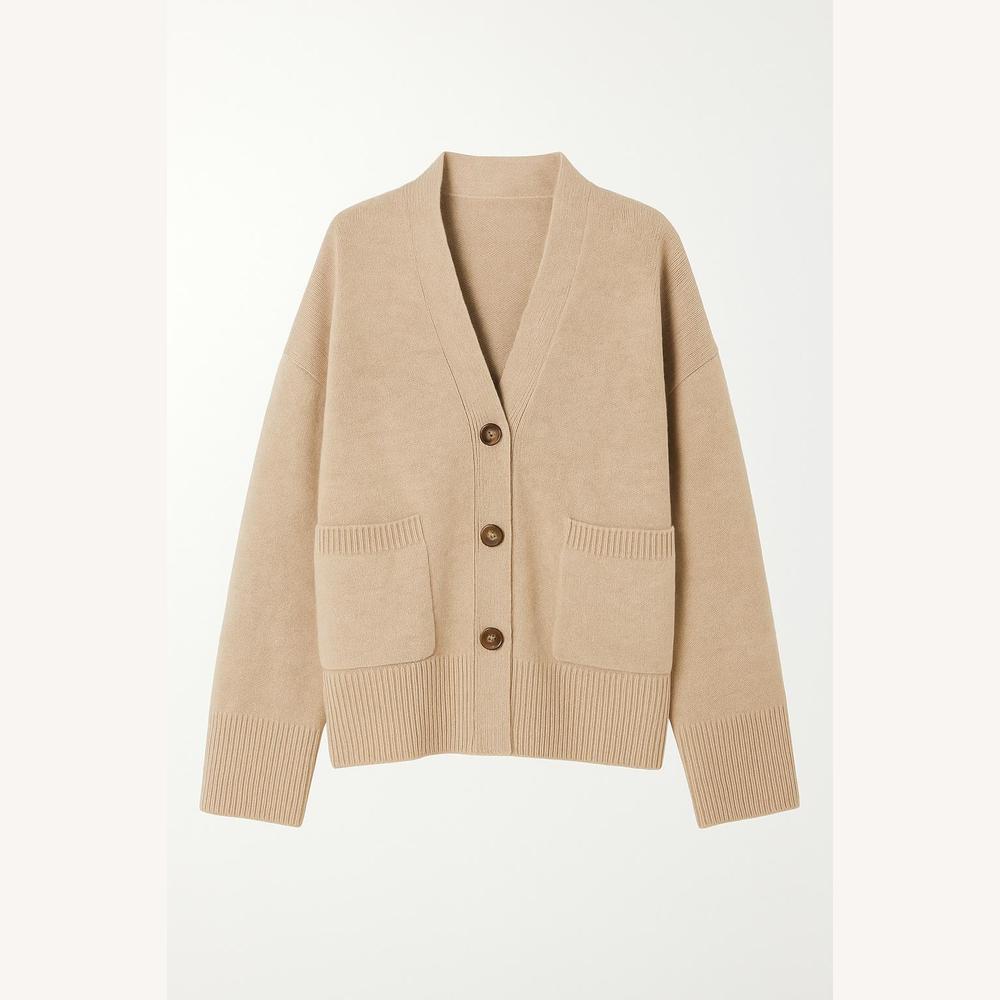 Cardigan Femme Oversize en Maille Douce avec Poches – Élégance Décontractée Beige et Gris
