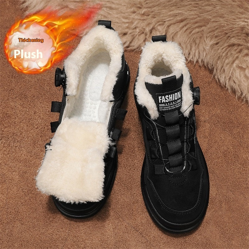 Chaussures Décontractées en Cuir pour Hommes avec Laçage Élastique et Doublure Chaude - Confort Optimal pour Hiver