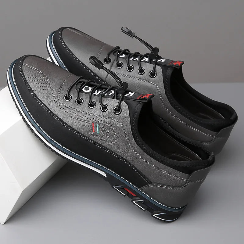Chaussures Richelieu en cuir pour hommes avec semelle intérieure confortable – Marron, Noir, Gris, Kaki