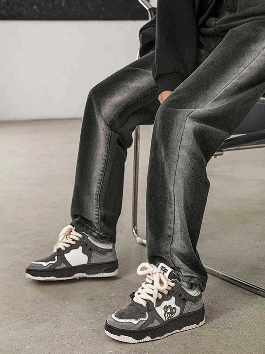 Chaussures de Skate Vintage Grises pour Hommes – Confort et Style Écologique