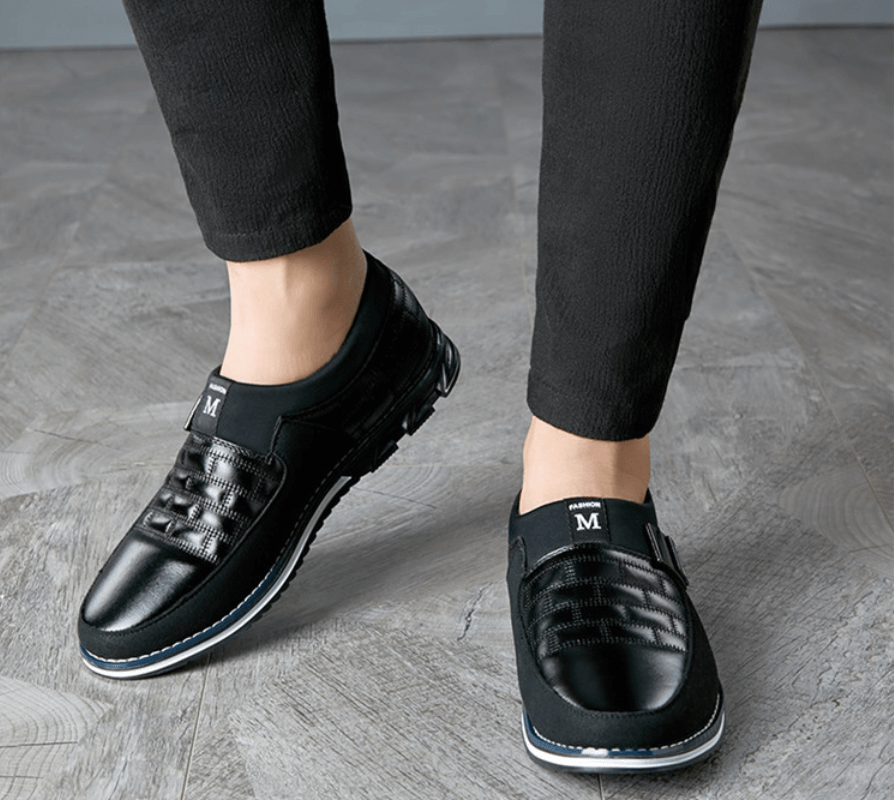 Chaussures en Cuir Respirant pour Hommes avec Semelle Orthopédique et Design Polyvalent