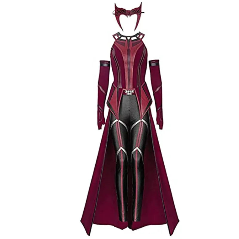 Costume Complet de Cosplay de la Sorcière Écarlate – Ensemble avec Cape, Pantalon et Accessoires