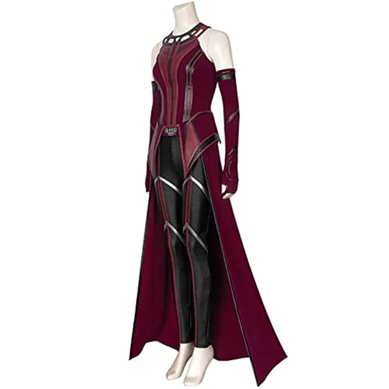 Costume Complet de Cosplay de la Sorcière Écarlate – Ensemble avec Cape, Pantalon et Accessoires