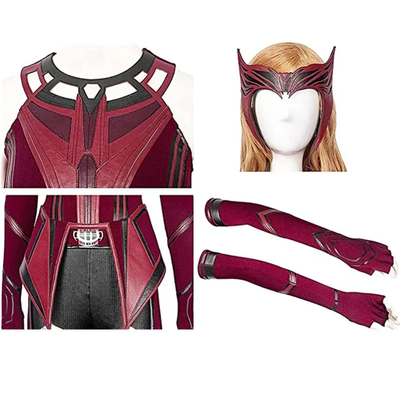 Costume Complet de Cosplay de la Sorcière Écarlate – Ensemble avec Cape, Pantalon et Accessoires