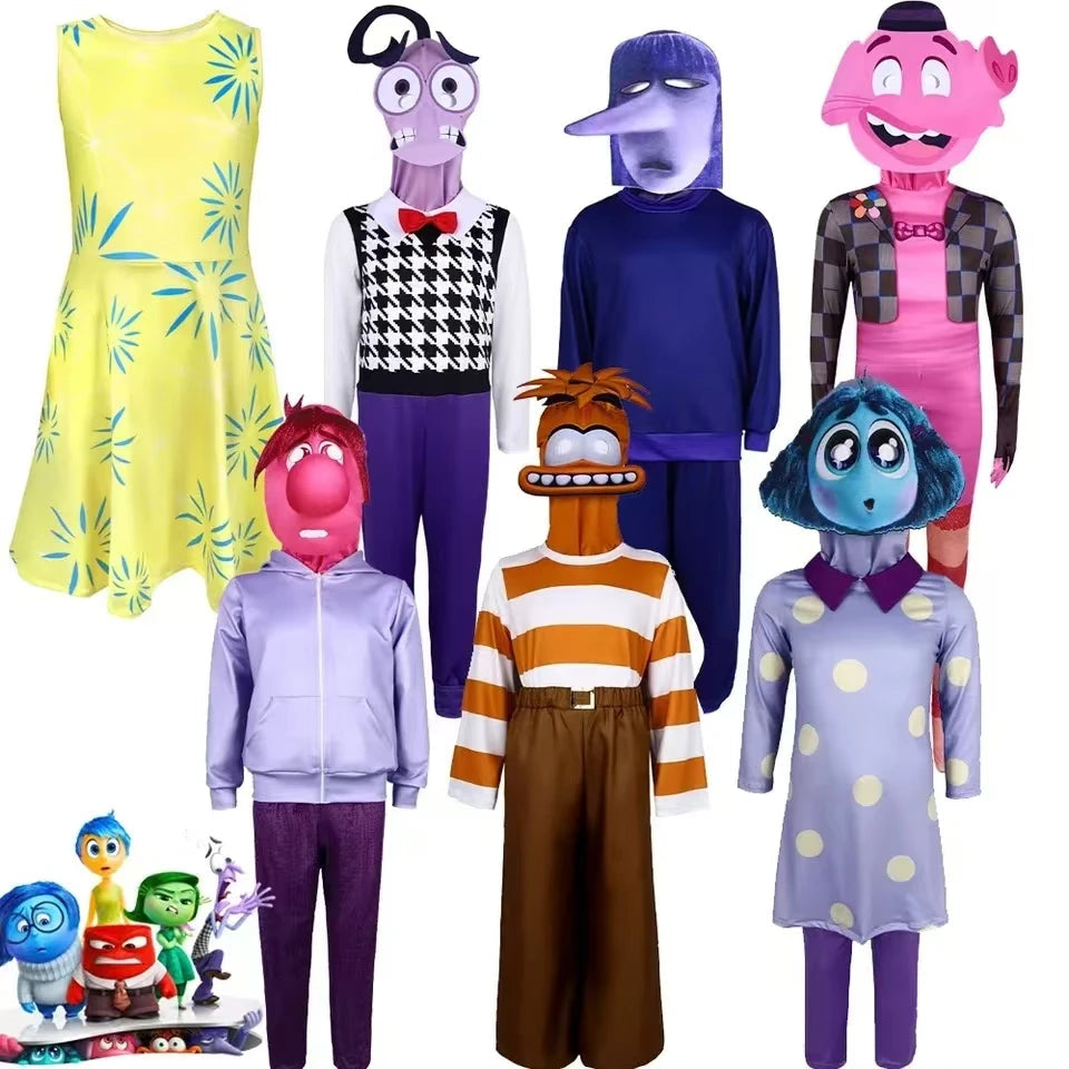 Costume Cosplay Inside Out 2 Complet pour Adultes et Enfants – Joie, Tristesse, Colère, Dégoût, Peur et Anxiété