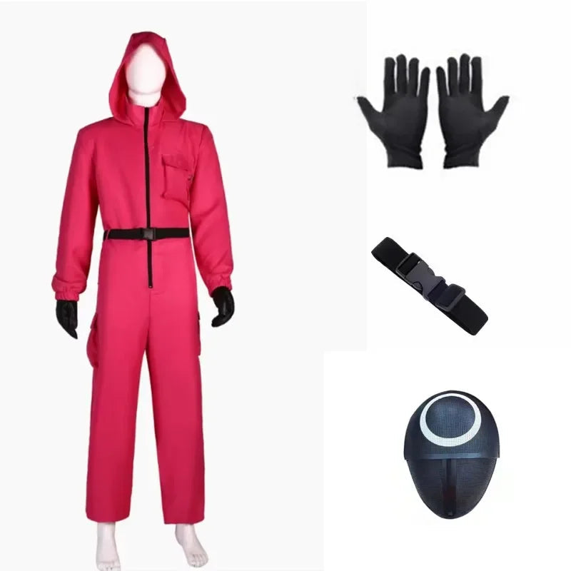 Costume Cosplay Rouge Inspiré de Squid Game – Tissu Durable, Idéal pour Halloween et Événements Thématiques, Tailles S à XL
