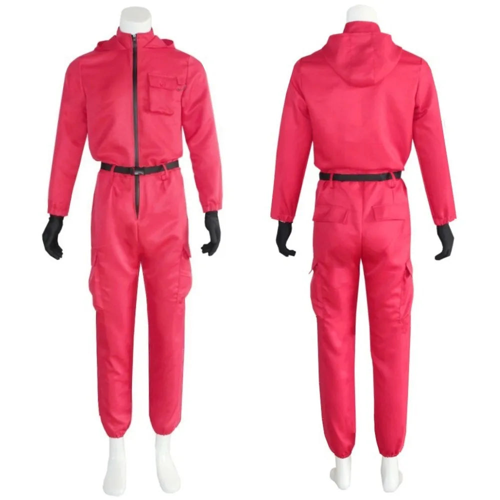 Costume Cosplay de Calamar Rouge Complète – Ajustement Confortable, Tissu Durable, Pour Événements Thématiques et Halloween
