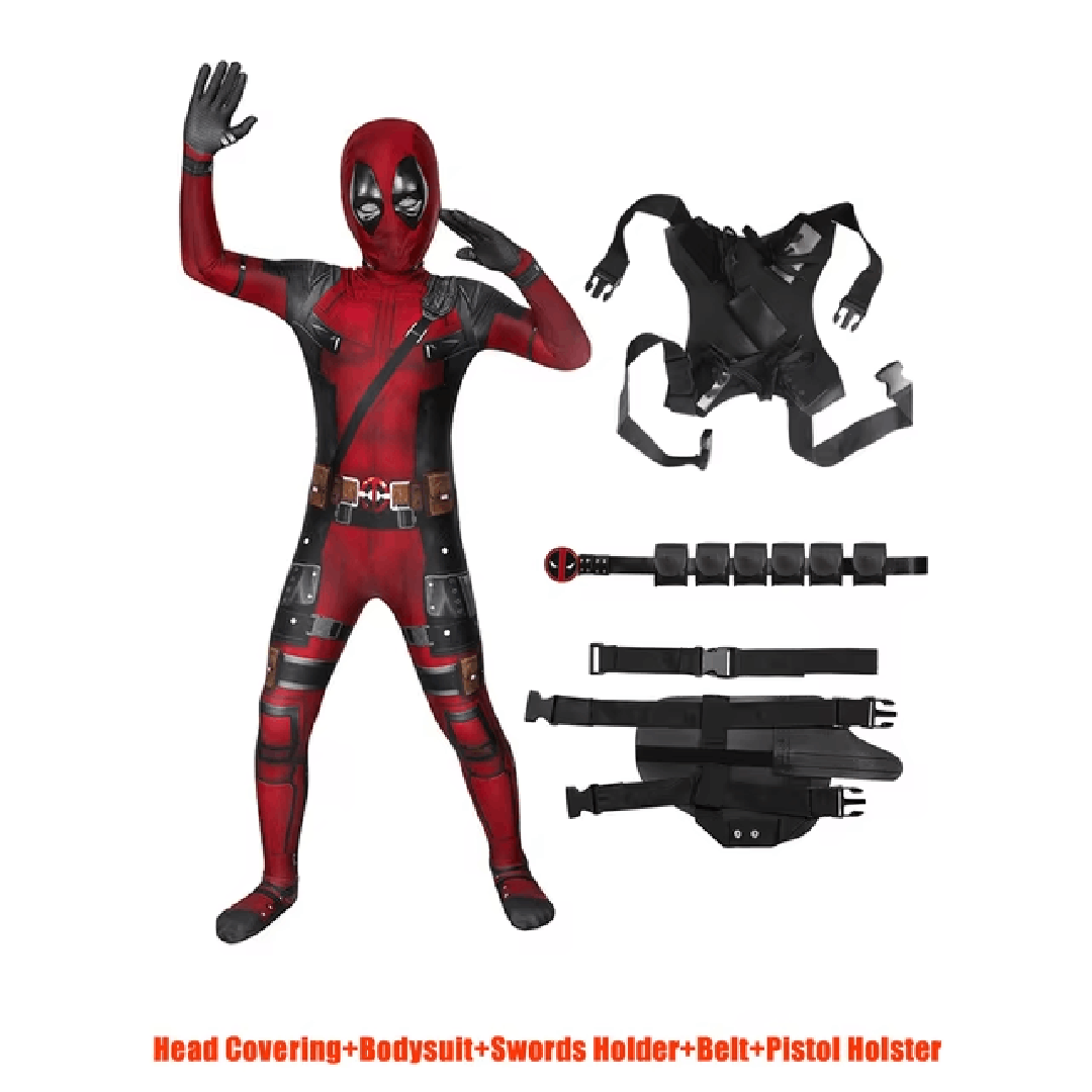 Costume Deadpool pour Adultes et Enfants avec Masque et Accessoires Complets