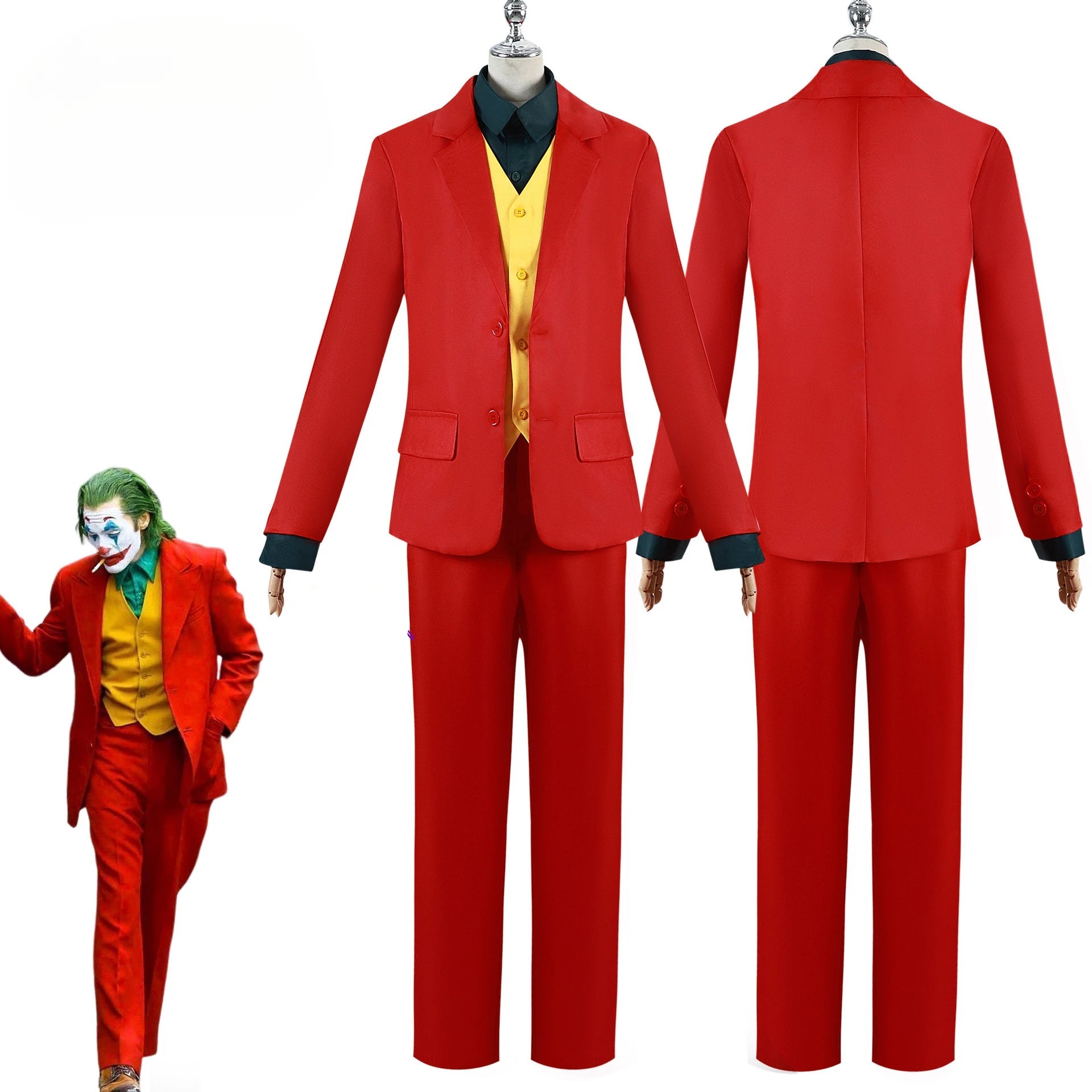 Costume Joker Rouge pour Homme avec Veste, Gilet et Pantalon – Idéal pour Halloween 2025