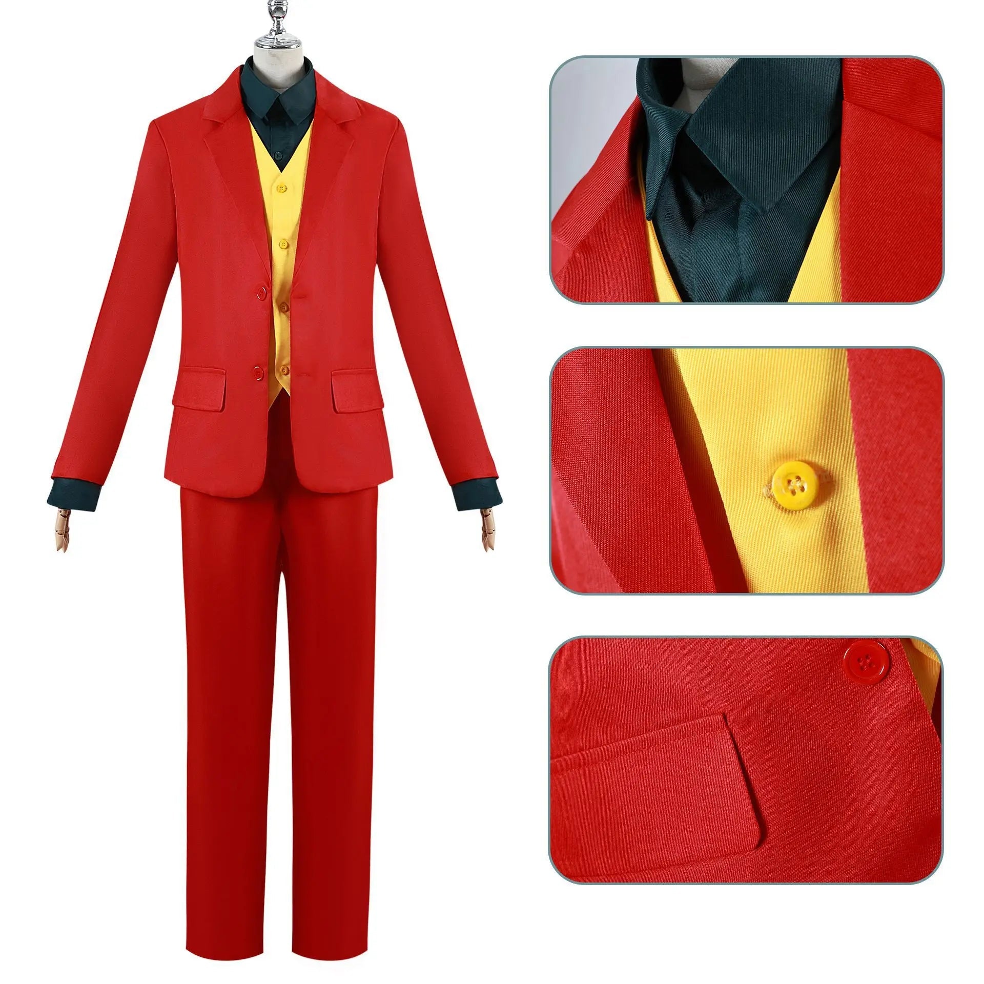 Costume Joker Rouge pour Homme avec Veste, Gilet et Pantalon – Idéal pour Halloween 2025