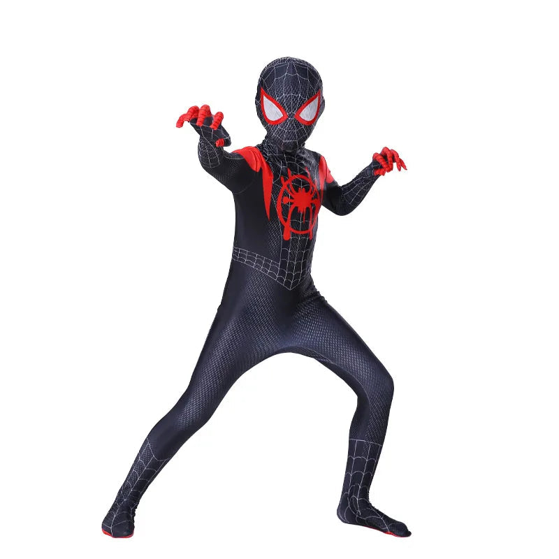 Costume Spiderman Cosplay pour Enfants – Combinaison Complète avec Masque Intégré pour Halloween