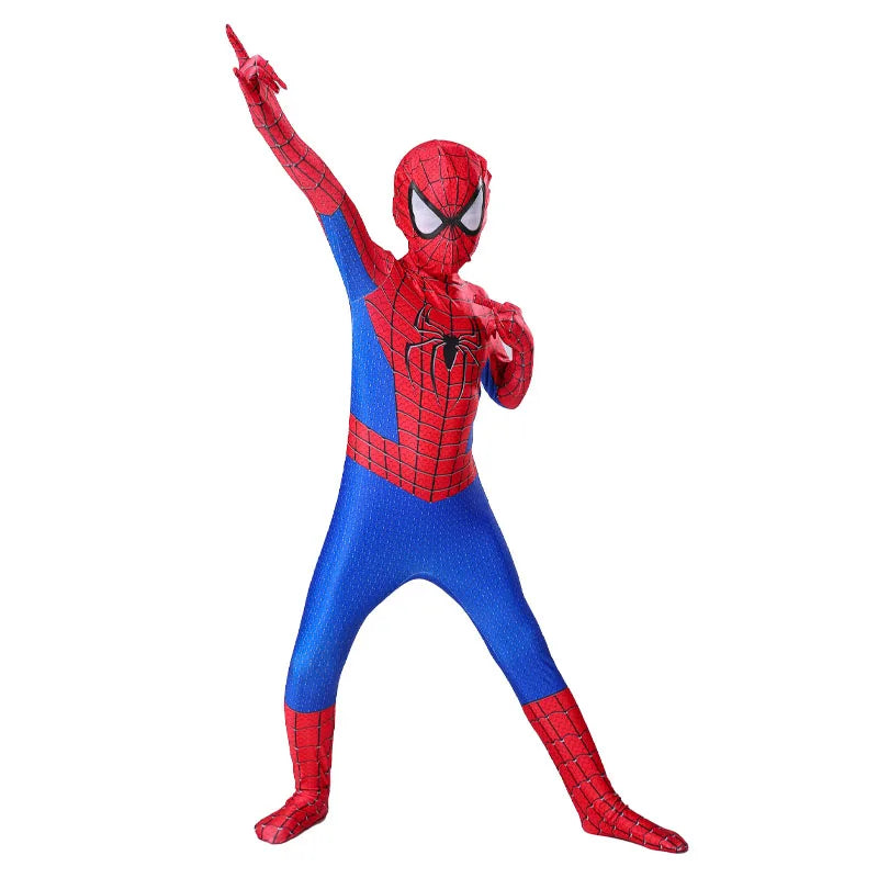 Costume Spiderman Cosplay pour Enfants – Combinaison Complète avec Masque Intégré pour Halloween