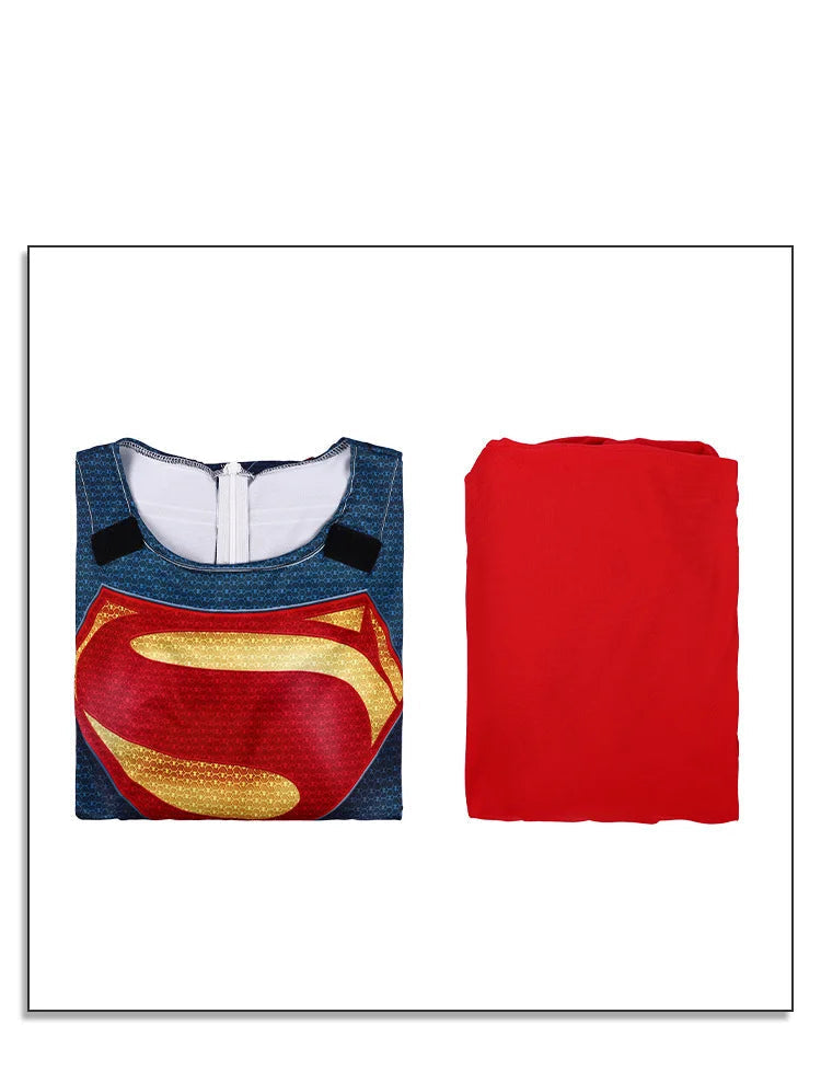 Costume Superman Unisexe avec Cape Rouge pour Halloween et Cosplay